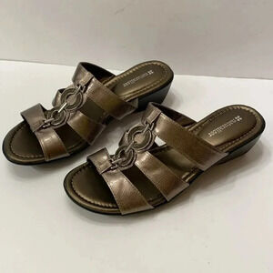 Naturalizer Blume 9W metallic bronze slip on wedges Preppy Nautical‎ Comfort